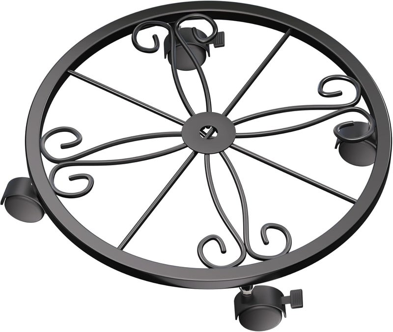 KOOKASHOP 10" Plant Caddy with Wheels, 1 Pack Plant Stand with Wheels, 360° Lockable Plant Rollers Plant Dolly, Plant Tray with Casters for Indoor and Outdoor. - Image 1